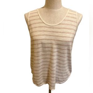 Madewell Striped Tank Top, Beige/White, Size Medium